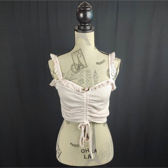 Dollskill ♡ Sugar Thrillz ♡ Coquette Pink Rose Cropped Tank Top - Medium - Picture 1 of 5